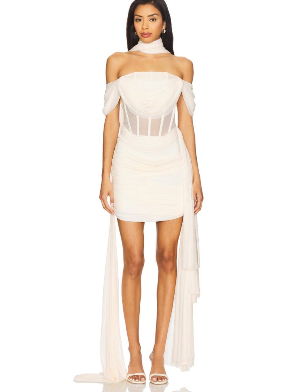 Deme by Gabriella Marianna Mini Dress in Off White Wedding Bridal Scarf Formal